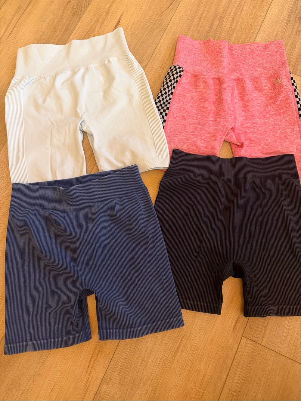 Forever 21 Ribbed Bike Shorts - White, Pink, Blue, Black